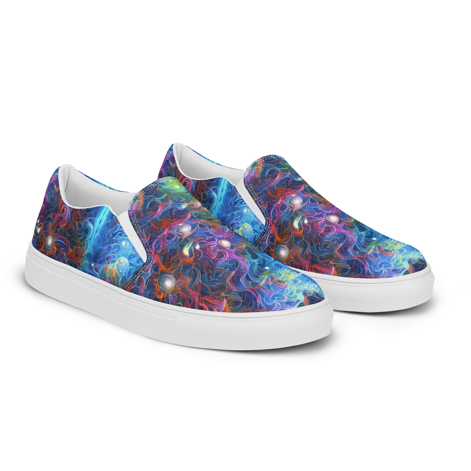 Abyssal Aurora on Men's Slip-On Canvas Shoes — Right Front