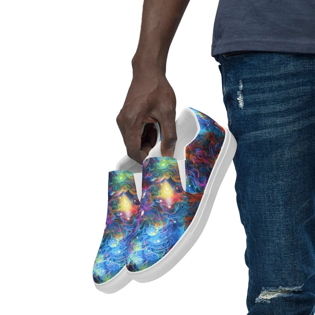 Abyssal Aurora on Men's Slip-On Canvas Shoes — Left Front
