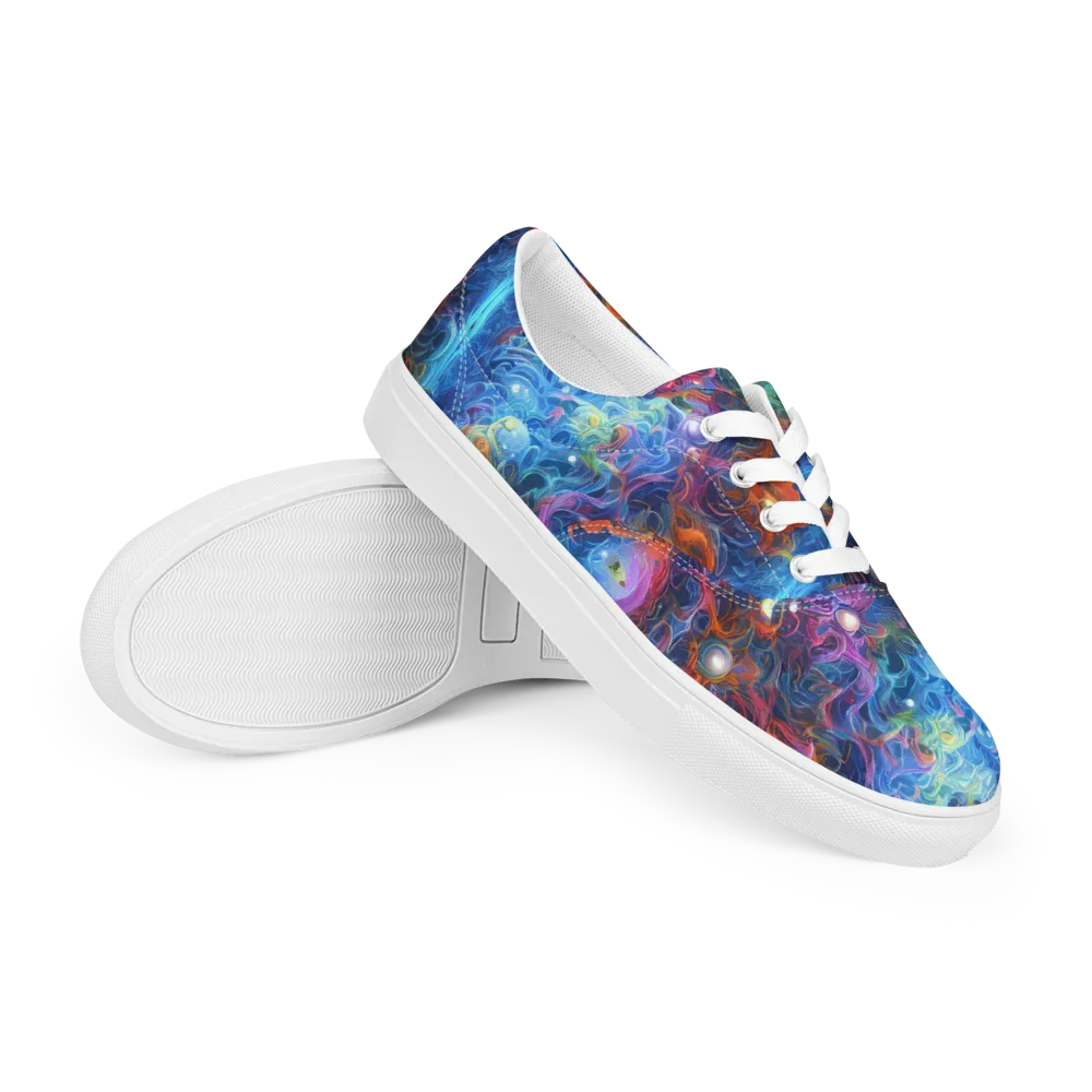 Abyssal Aurora on Men's Lace-Up Canvas Shoes — Right Front