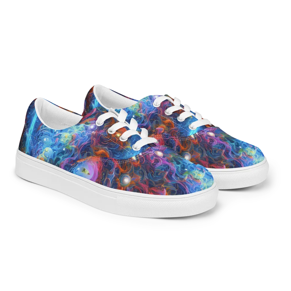 Abyssal Aurora on Men's Lace-Up Canvas Shoes — Right Front
