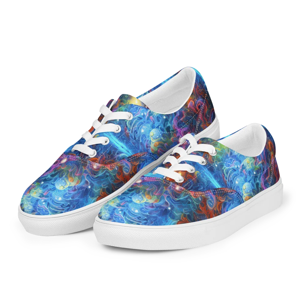 Abyssal Aurora on Men's Lace-Up Canvas Shoes — Left Front