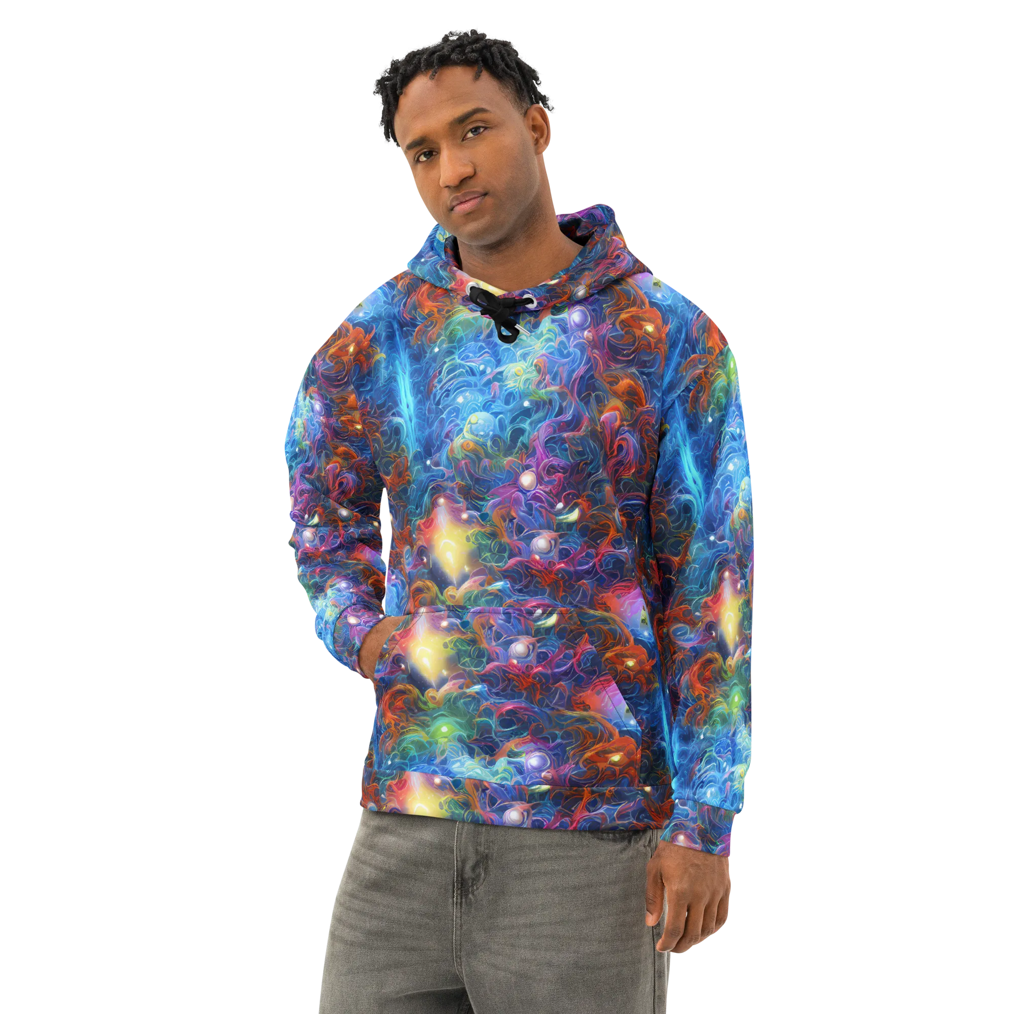 Abyssal Aurora on Cotton Hoodie — Left Front