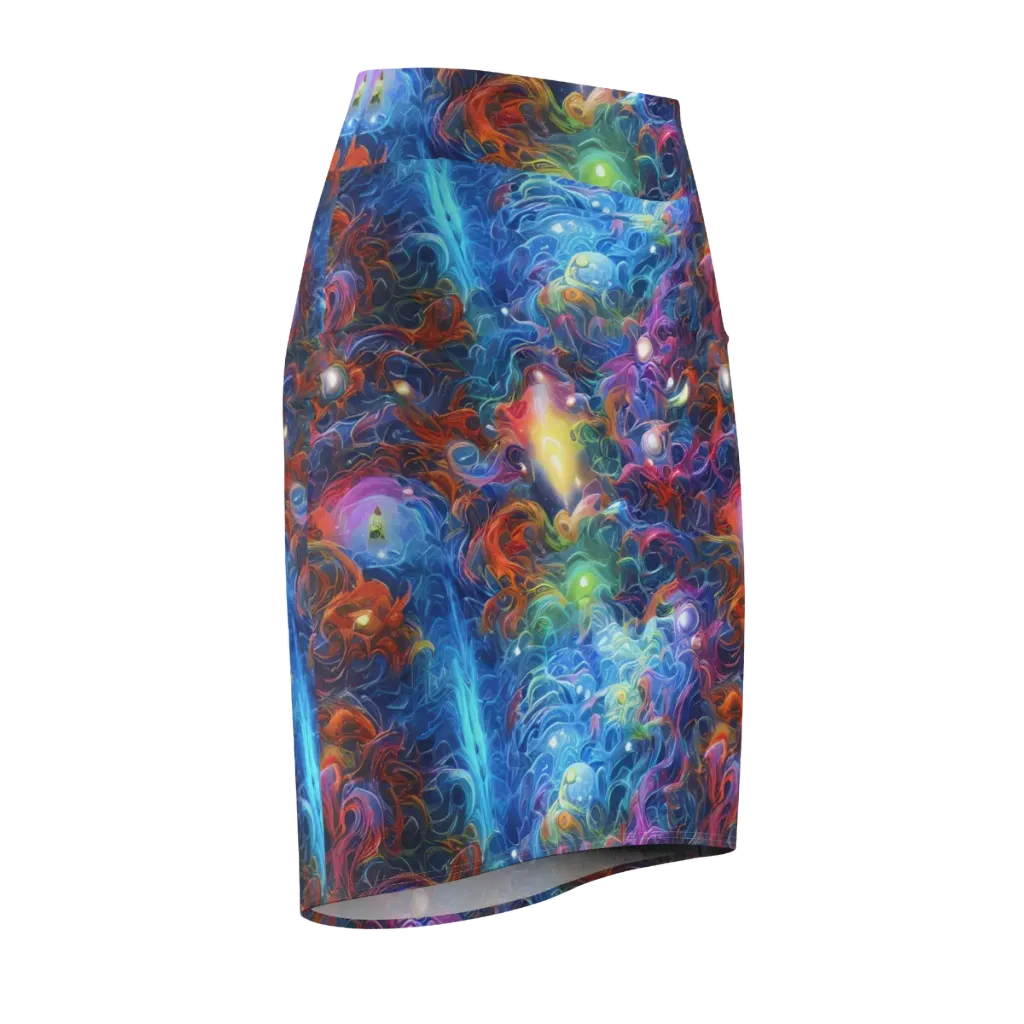 Abyssal Aurora on Pencil Skirt — Front Side