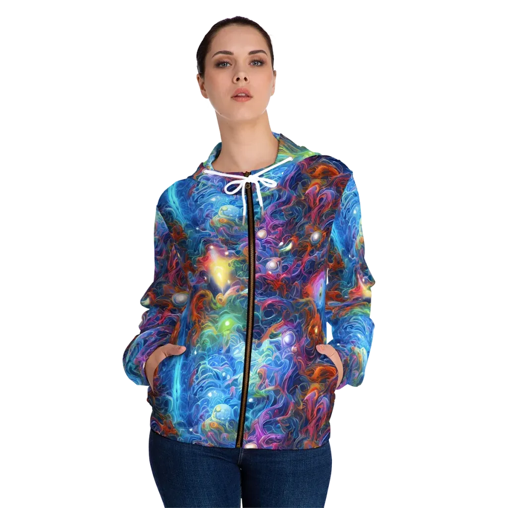 Abyssal Aurora on Women's Full-Zip Hoodie — Front On Person