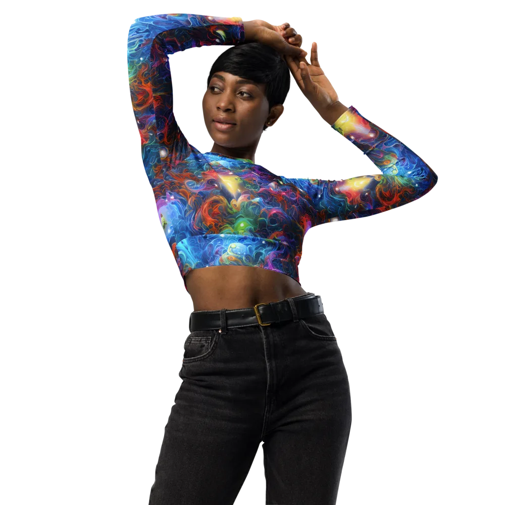 Abyssal Aurora on Long Sleeve Crop Top — Front