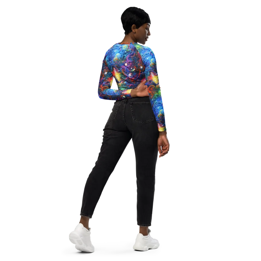 Abyssal Aurora on Long Sleeve Crop Top — Right Back