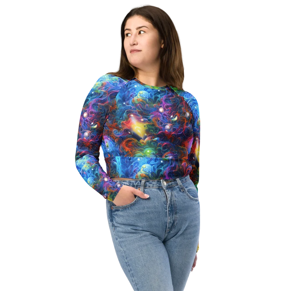 Abyssal Aurora on Long Sleeve Crop Top — Front