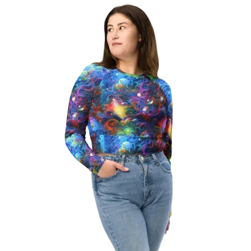 Abyssal Aurora on a Long Sleeve Crop Top