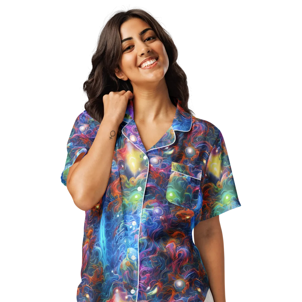 Abyssal Aurora on Women's Short Sleeve Pajama Top — Front
