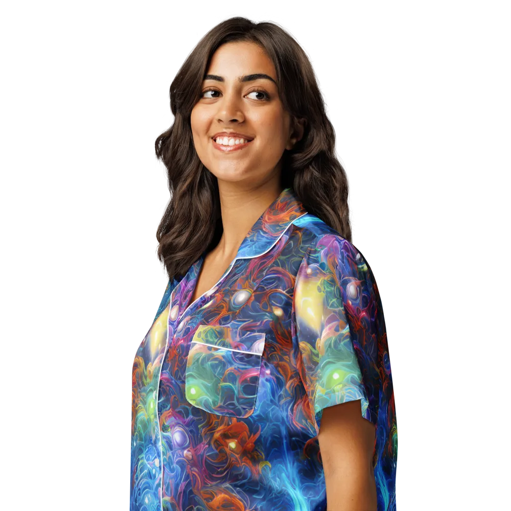 Abyssal Aurora on Women's Short Sleeve Pajama Top — Left Front