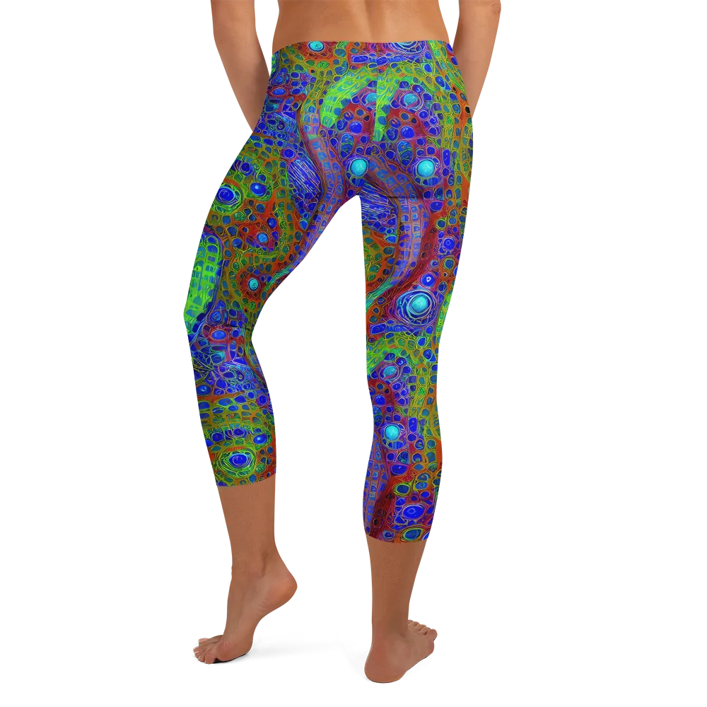 Psychedelic Matrix on Capri Leggings — Back