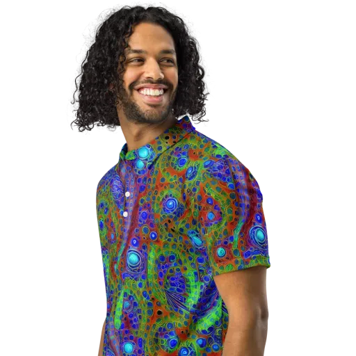 Psychedelic Matrix on a Men's Slim Fit Polo Shirt