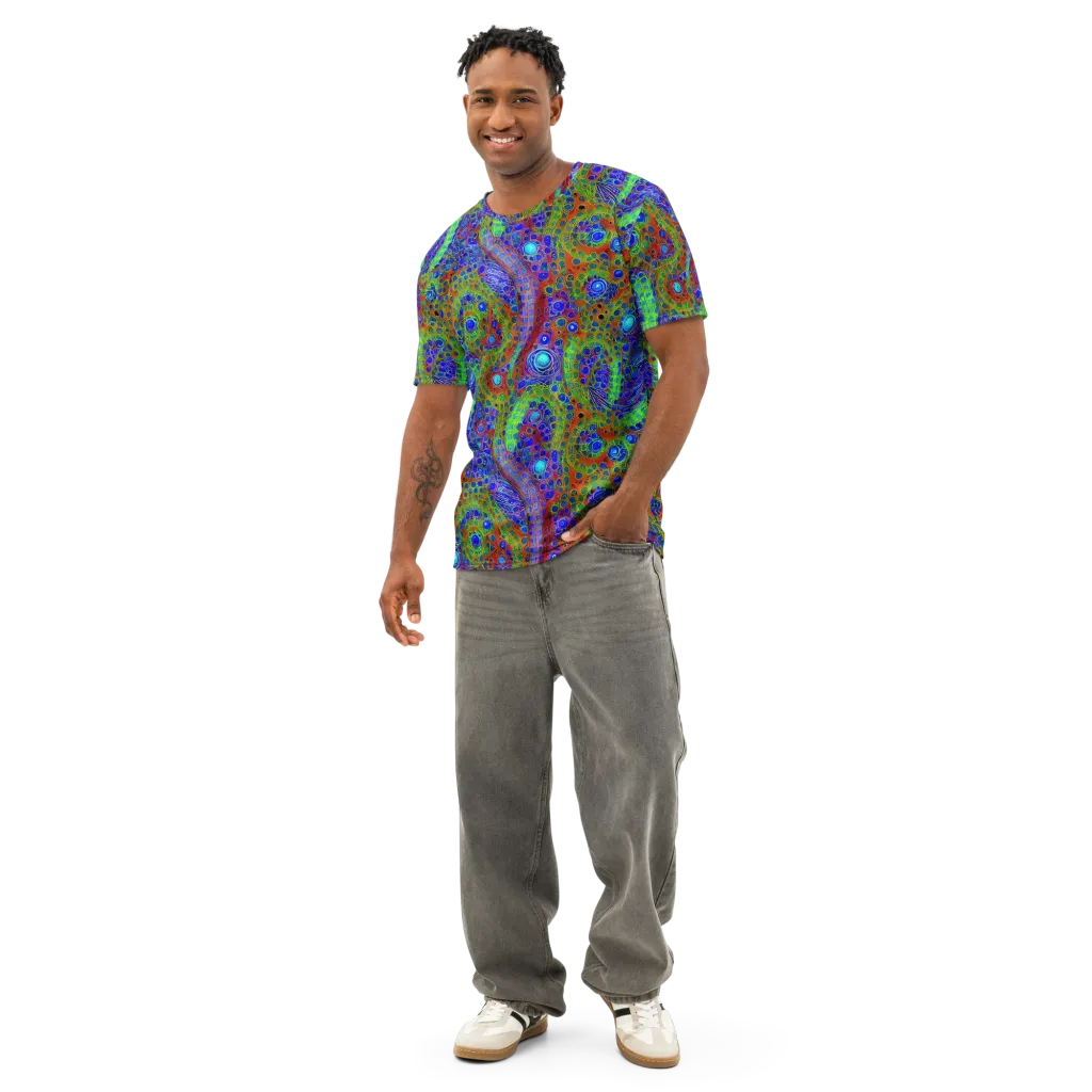 Psychedelic Matrix on Men's Cotton Crew Neck T-Shirt — Front