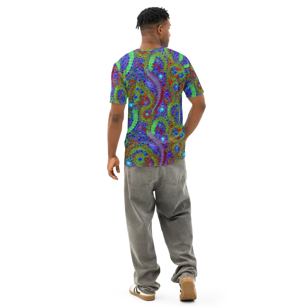 Psychedelic Matrix on Men's Cotton Crew Neck T-Shirt — Back