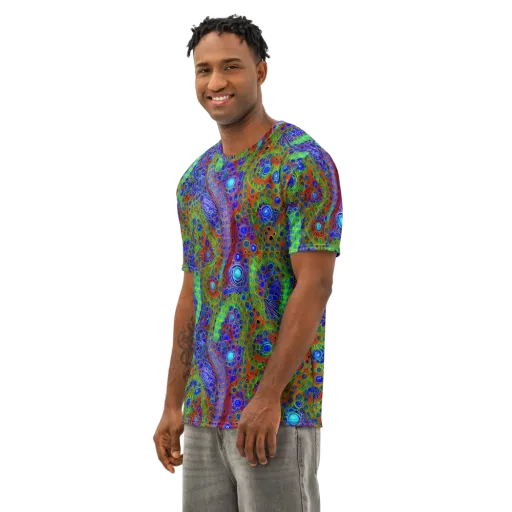 Psychedelic Matrix on a Men's Cotton Crew Neck T-Shirt