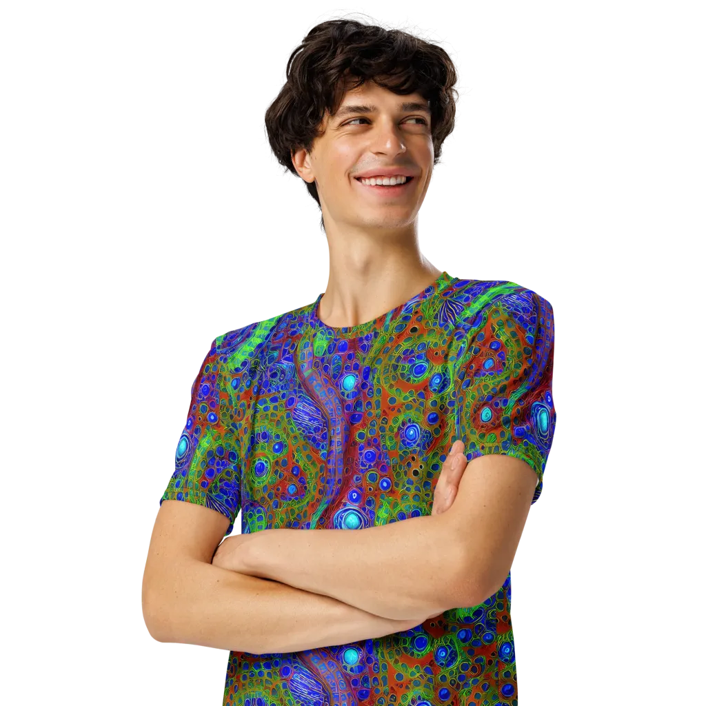 Psychedelic Matrix on Men's Crew Neck T-Shirt — Left Front