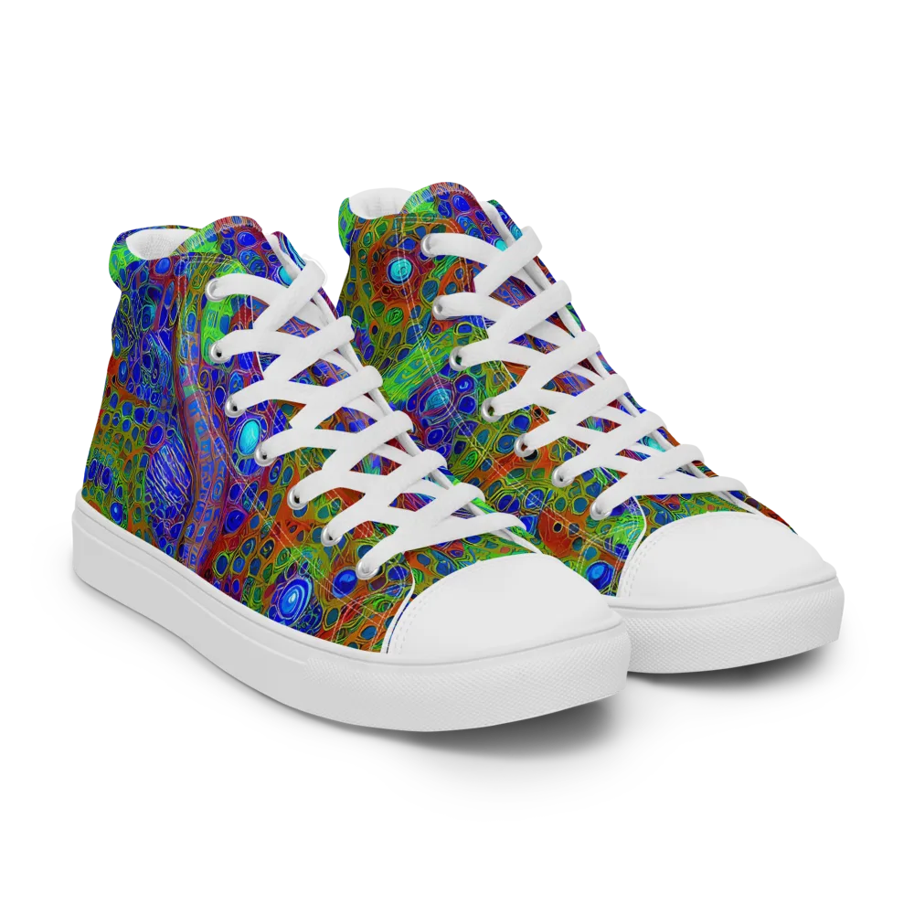 Psychedelic Matrix on Men's High Top Canvas Shoes — Right Front