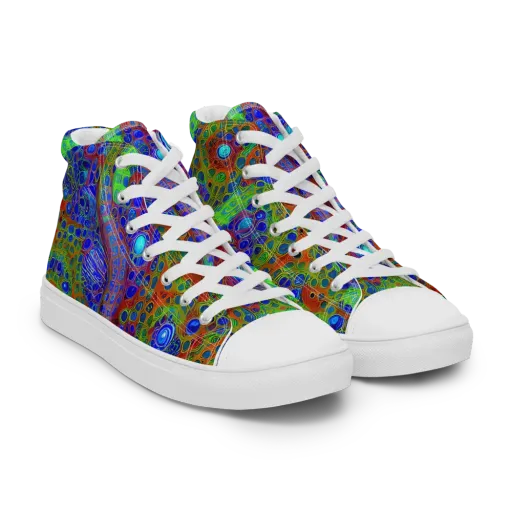 Psychedelic Matrix on a Men's High Top Canvas Shoes
