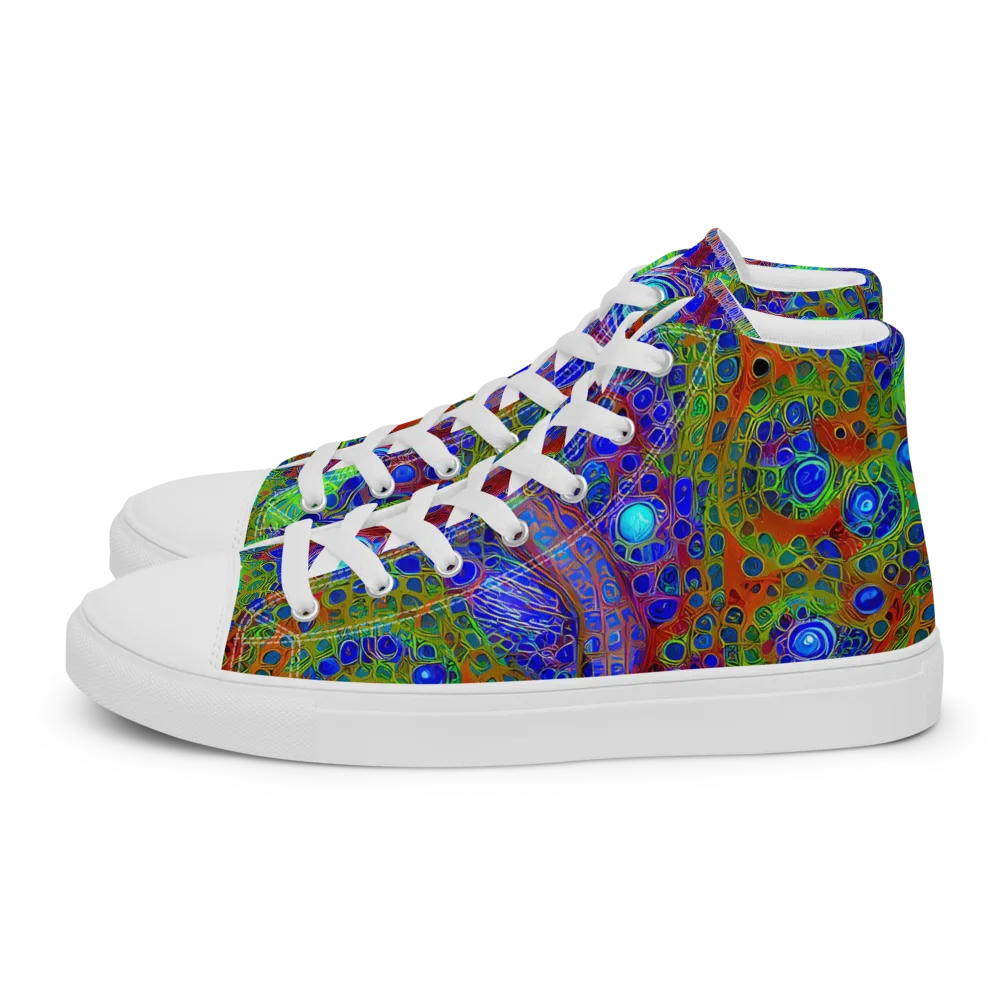 Psychedelic Matrix on Men's High Top Canvas Shoes — Left