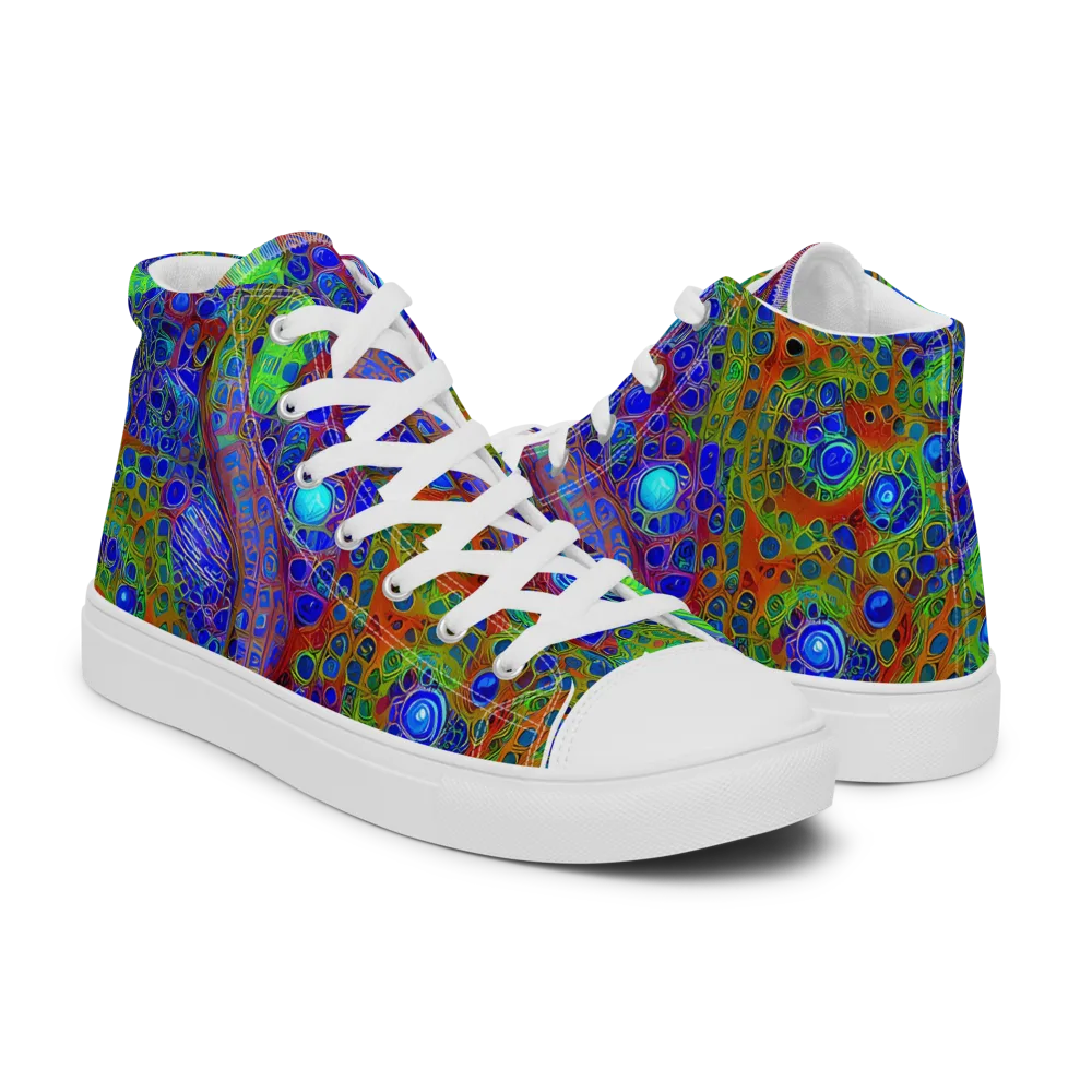 Psychedelic Matrix on Men's High Top Canvas Shoes — Right