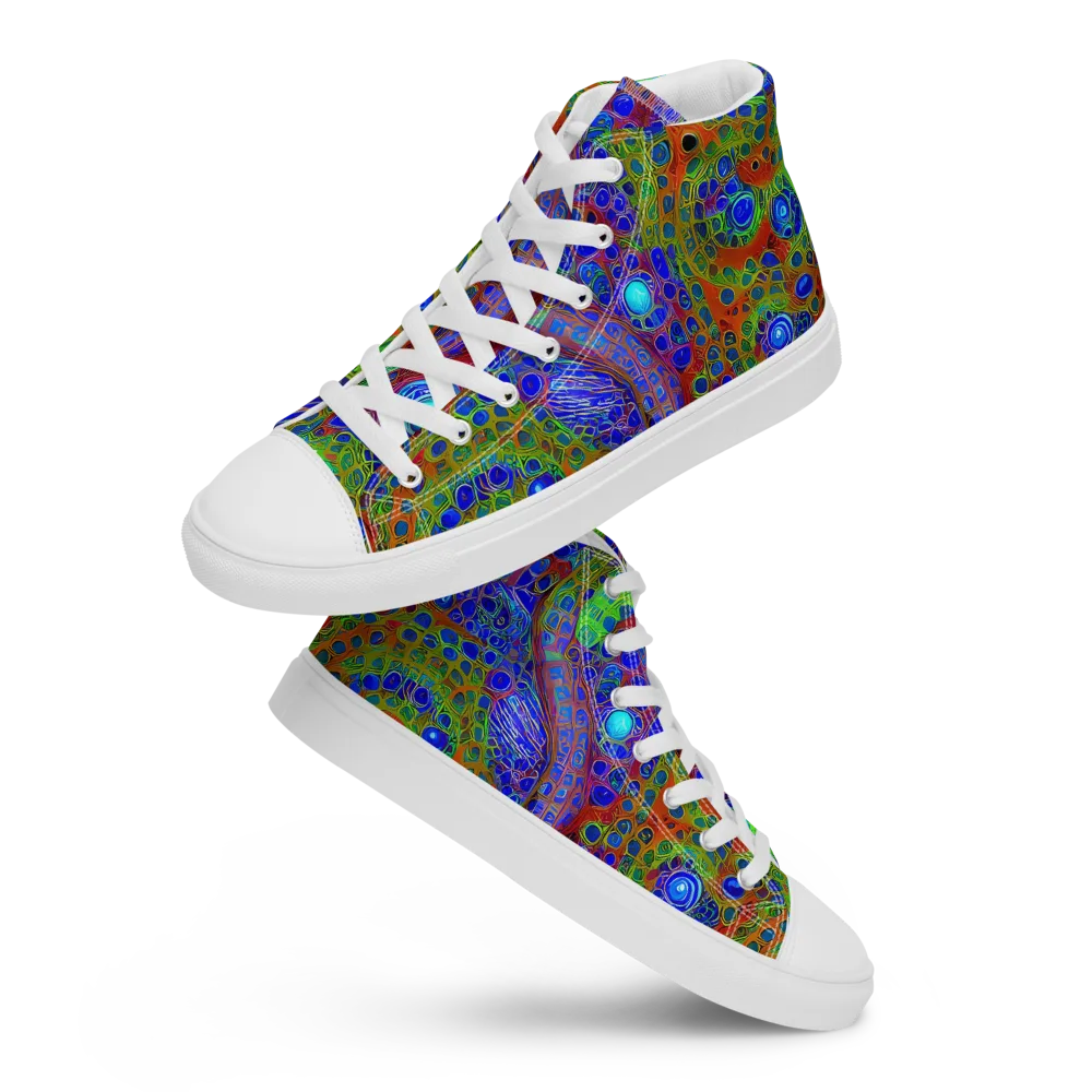 Psychedelic Matrix on Men's High Top Canvas Shoes — Front