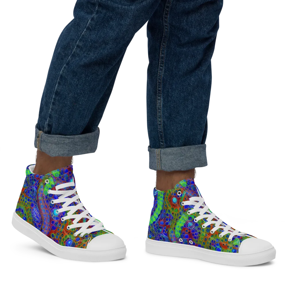 Psychedelic Matrix on Men's High Top Canvas Shoes — Right