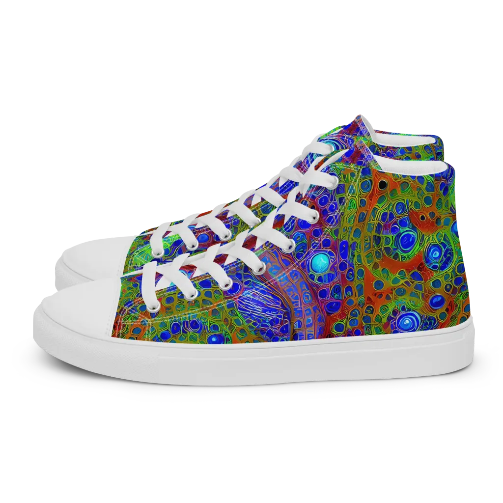 Psychedelic Matrix on Women's High Top Canvas Shoes — Left
