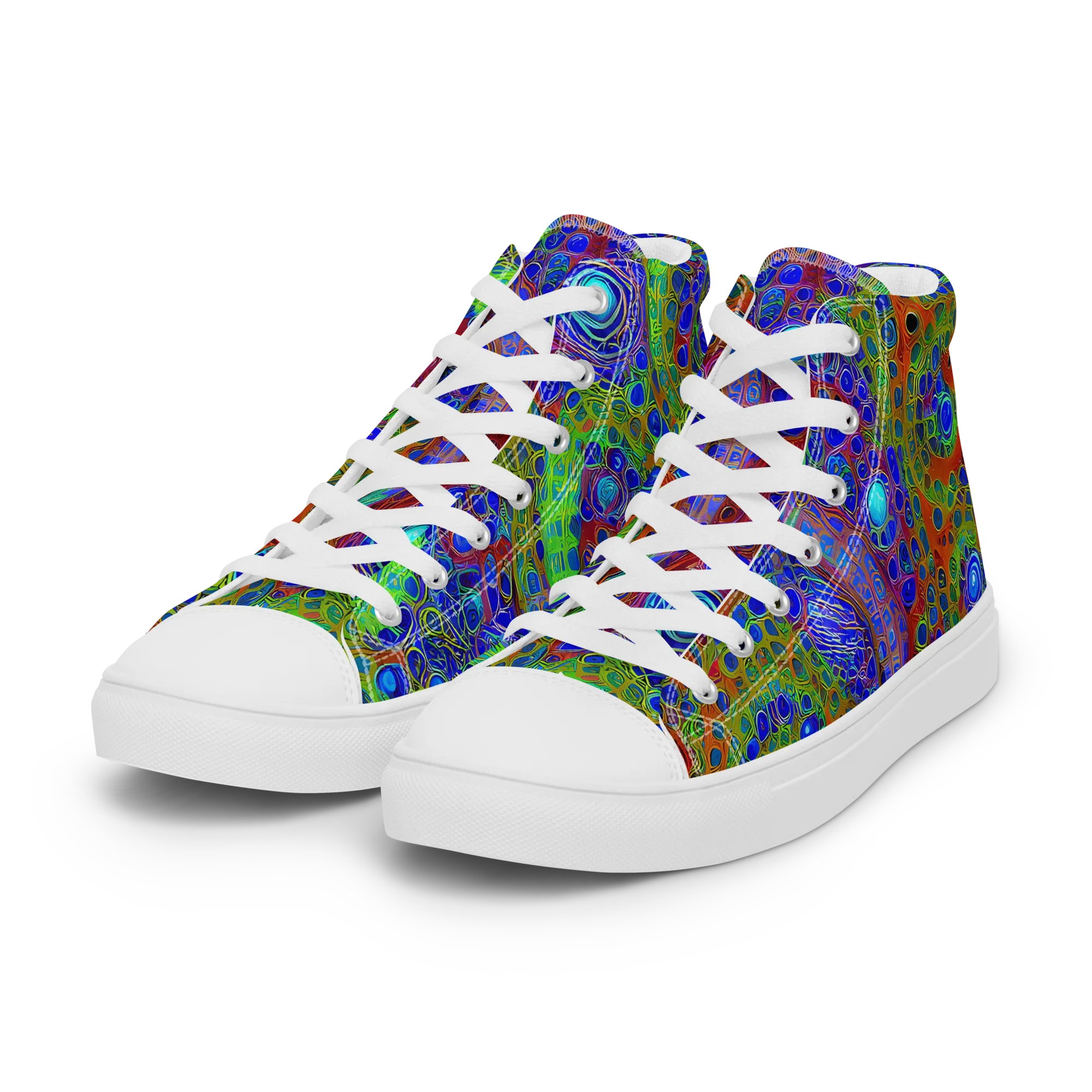 Psychedelic Matrix on Women's High Top Canvas Shoes — Left Front