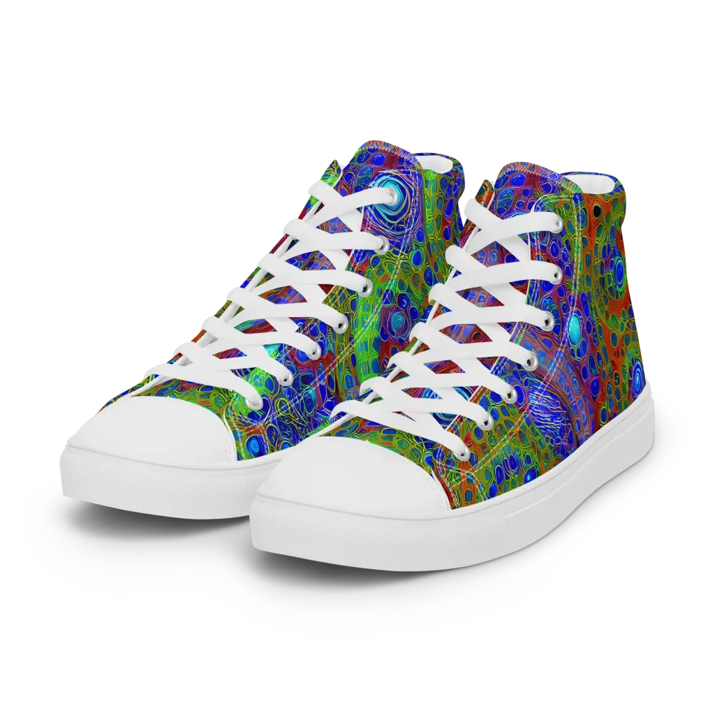 Psychedelic Matrix on Women's High Top Canvas Shoes — Left Front