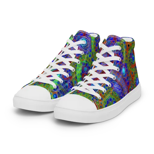 Psychedelic Matrix on a Women's High Top Canvas Shoes