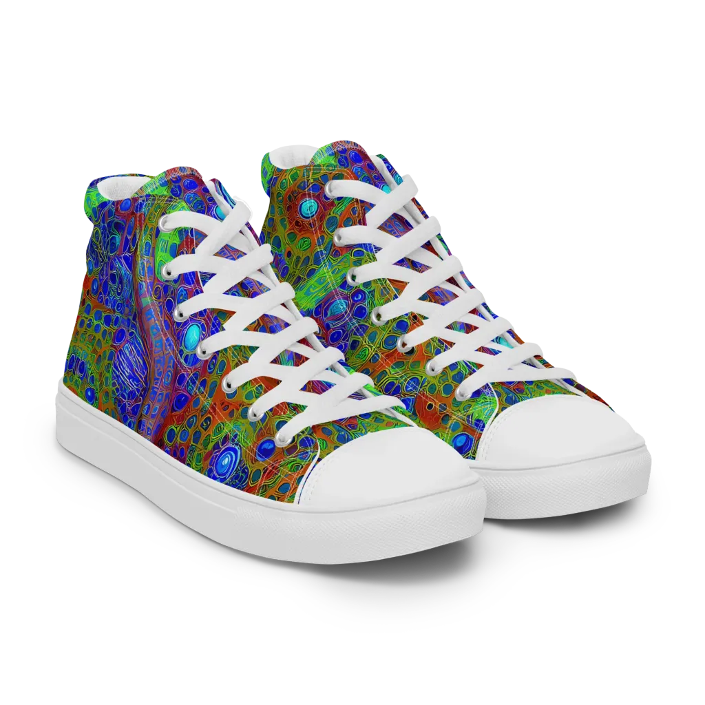 Psychedelic Matrix on Women's High Top Canvas Shoes — Right Front
