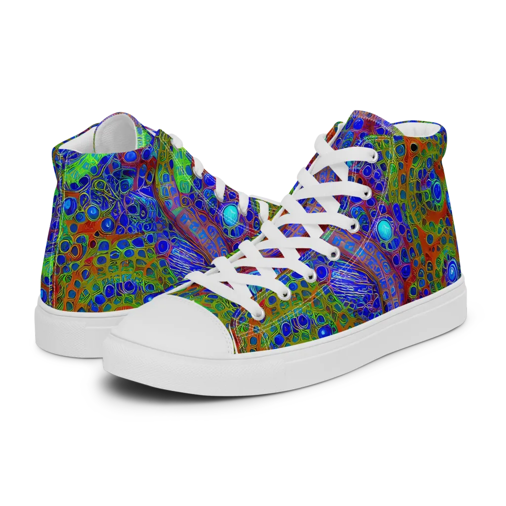 Psychedelic Matrix on Women's High Top Canvas Shoes — Left
