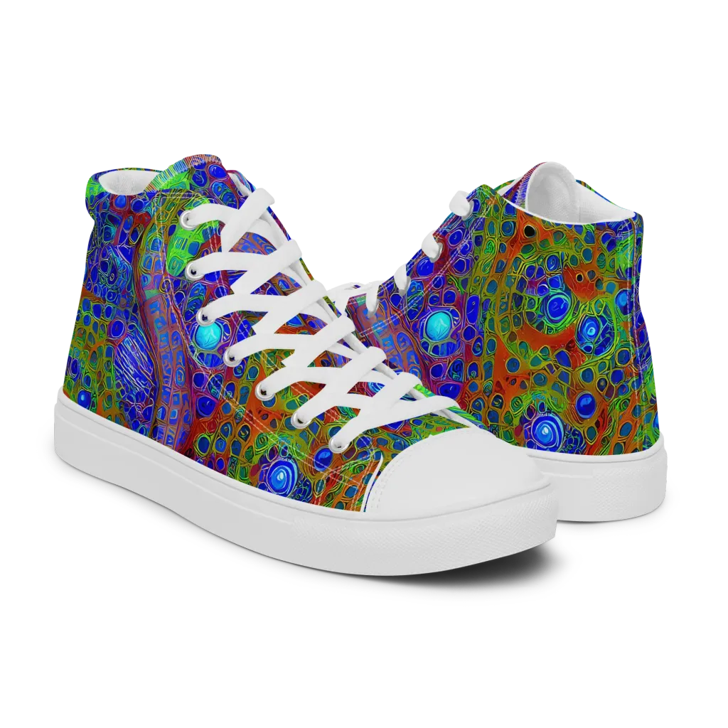 Psychedelic Matrix on Women's High Top Canvas Shoes — Right