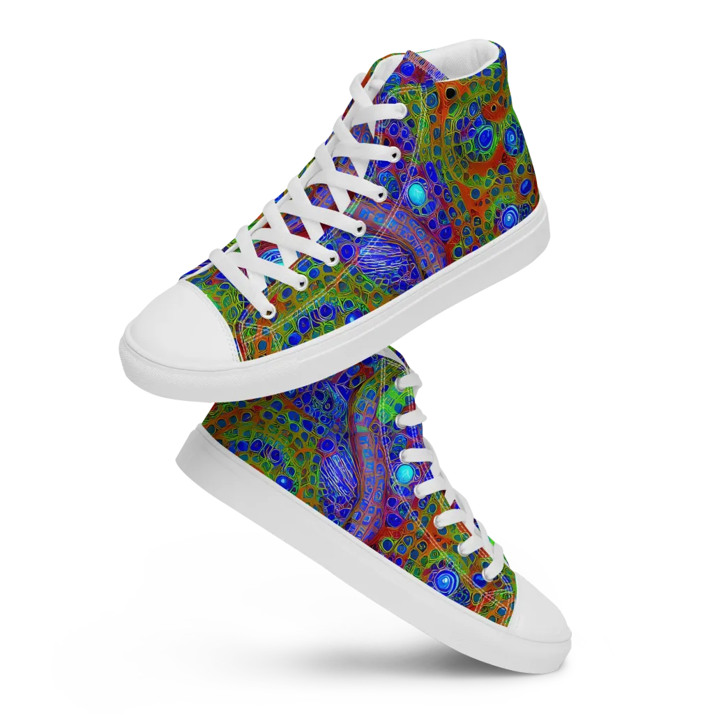 Psychedelic Matrix on Women's High Top Canvas Shoes — Front