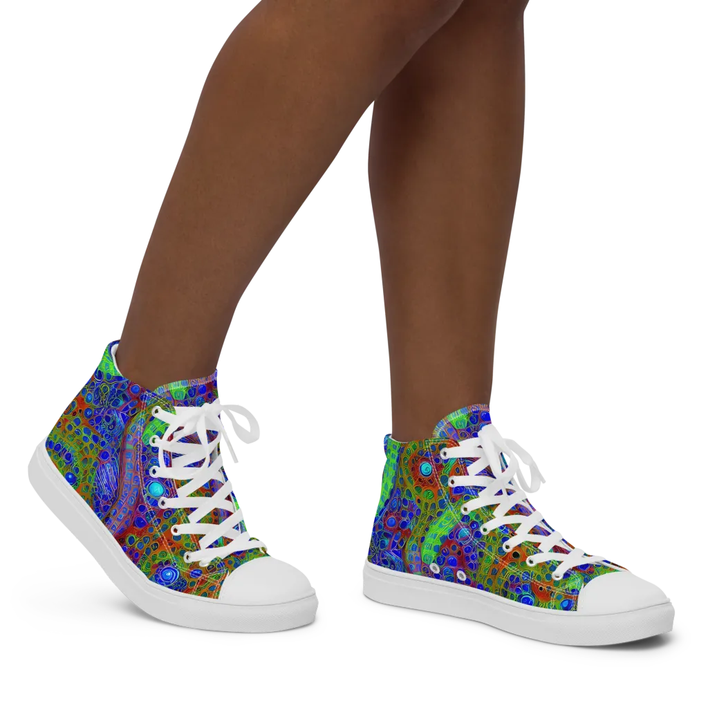 Psychedelic Matrix on Women's High Top Canvas Shoes — Right