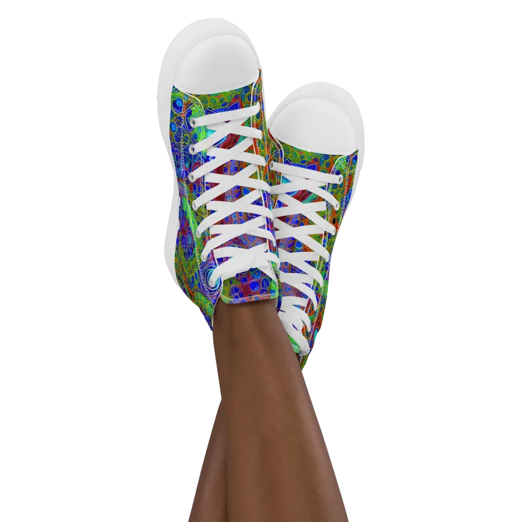 Psychedelic Matrix on Women's High Top Canvas Shoes — Front