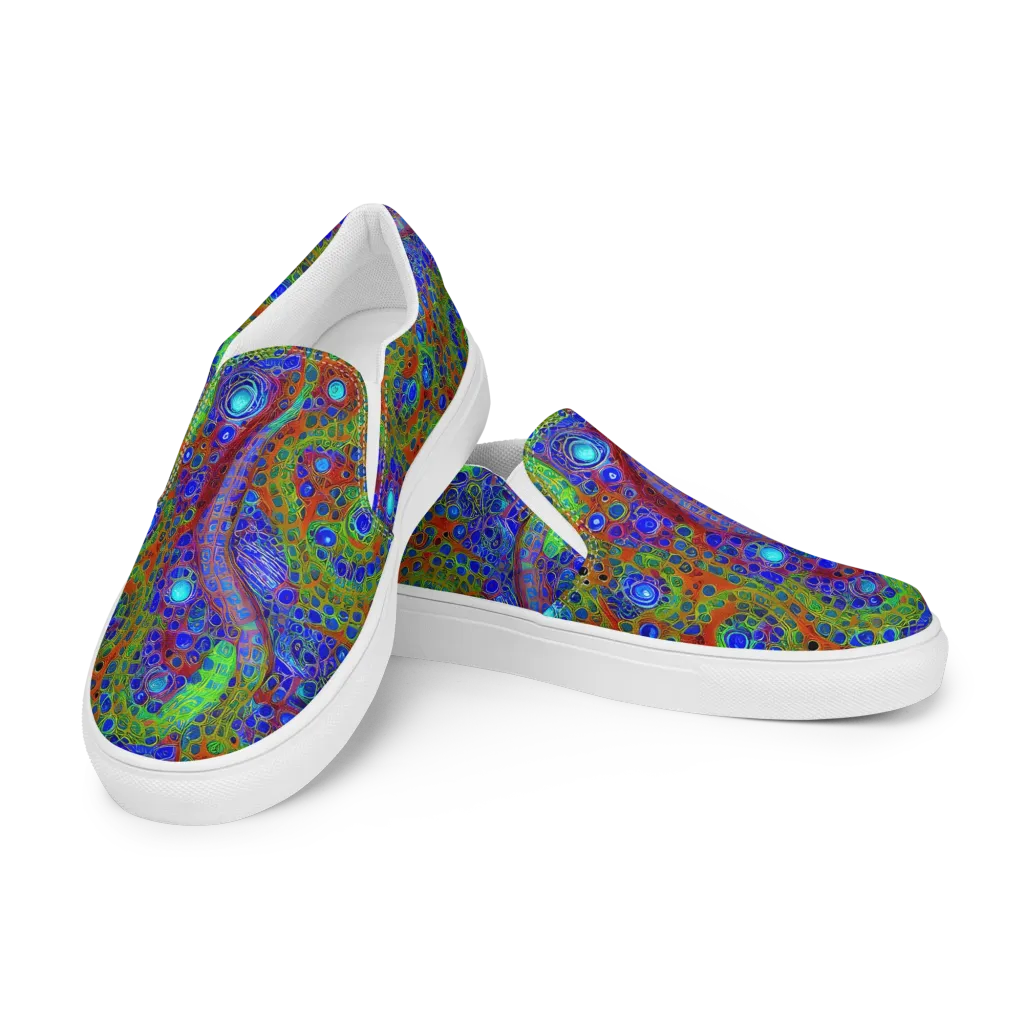 Psychedelic Matrix on Men's Slip-On Canvas Shoes — Left Front