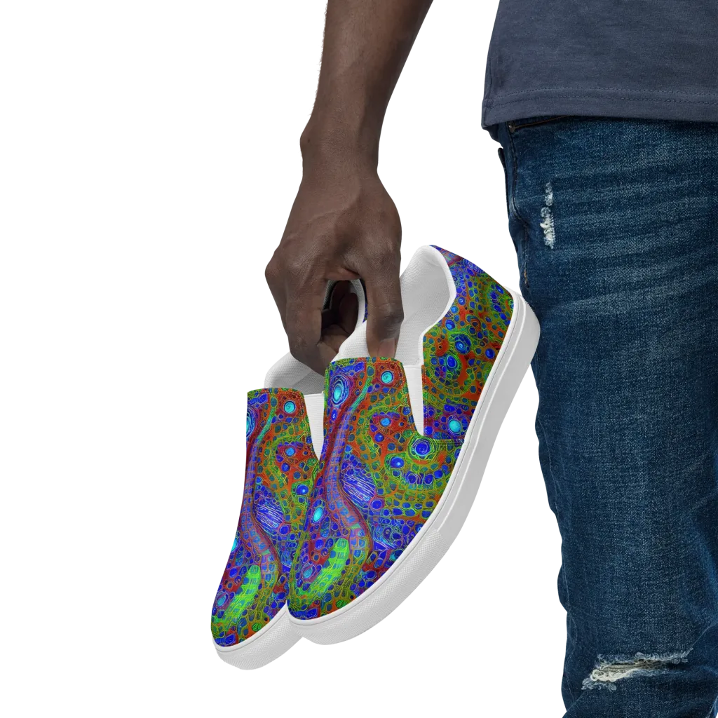 Psychedelic Matrix on Men's Slip-On Canvas Shoes — Left Front