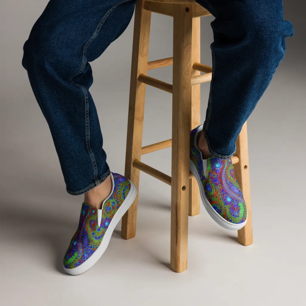 Psychedelic Matrix on Men's Slip-On Canvas Shoes — Front