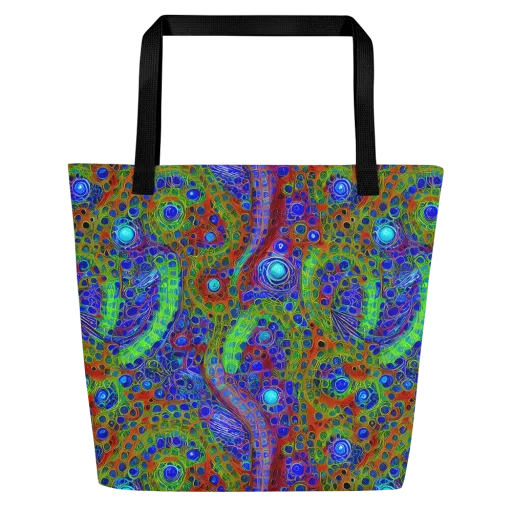 Psychedelic Matrix on a Large Tote Bag W/ Pocket