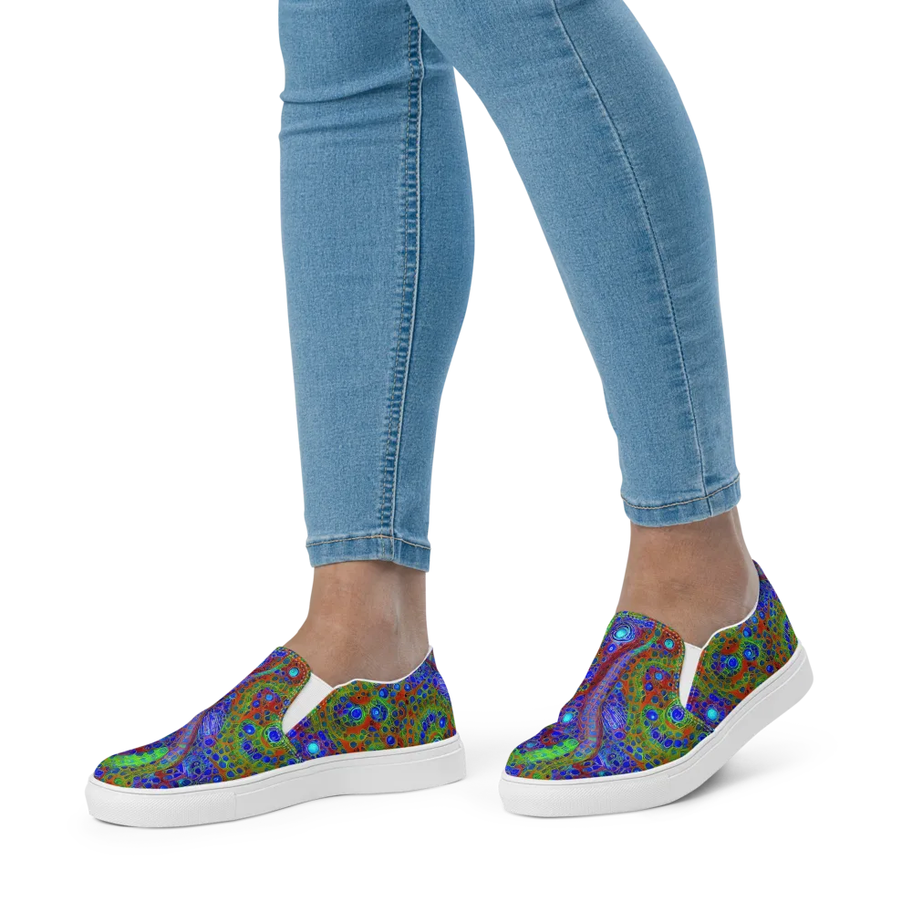 Psychedelic Matrix on Women's Slip-On Canvas Shoes — Front