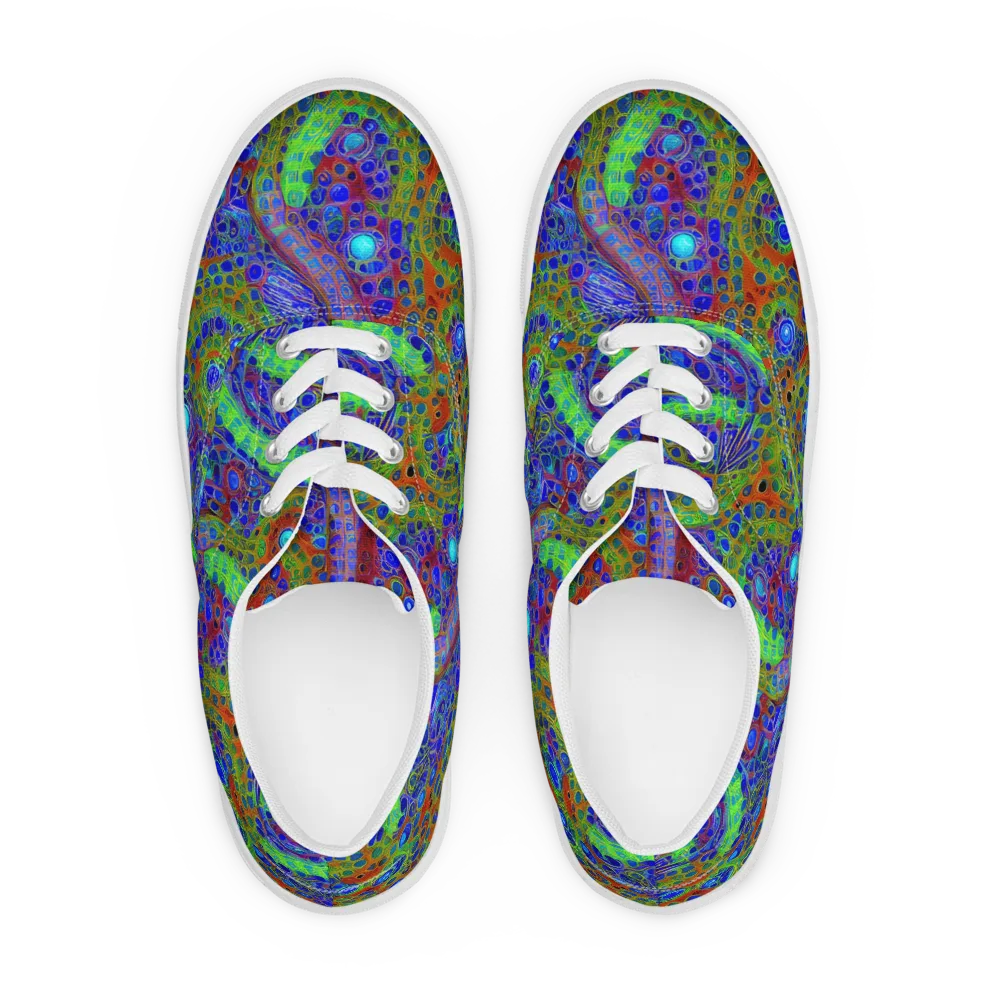 Psychedelic Matrix on Men's Lace-Up Canvas Shoes — Front