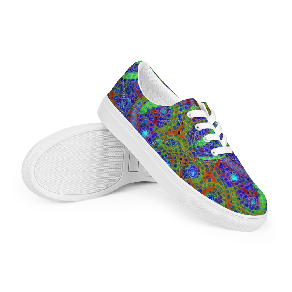 Psychedelic Matrix on Men's Lace-Up Canvas Shoes — Right Front