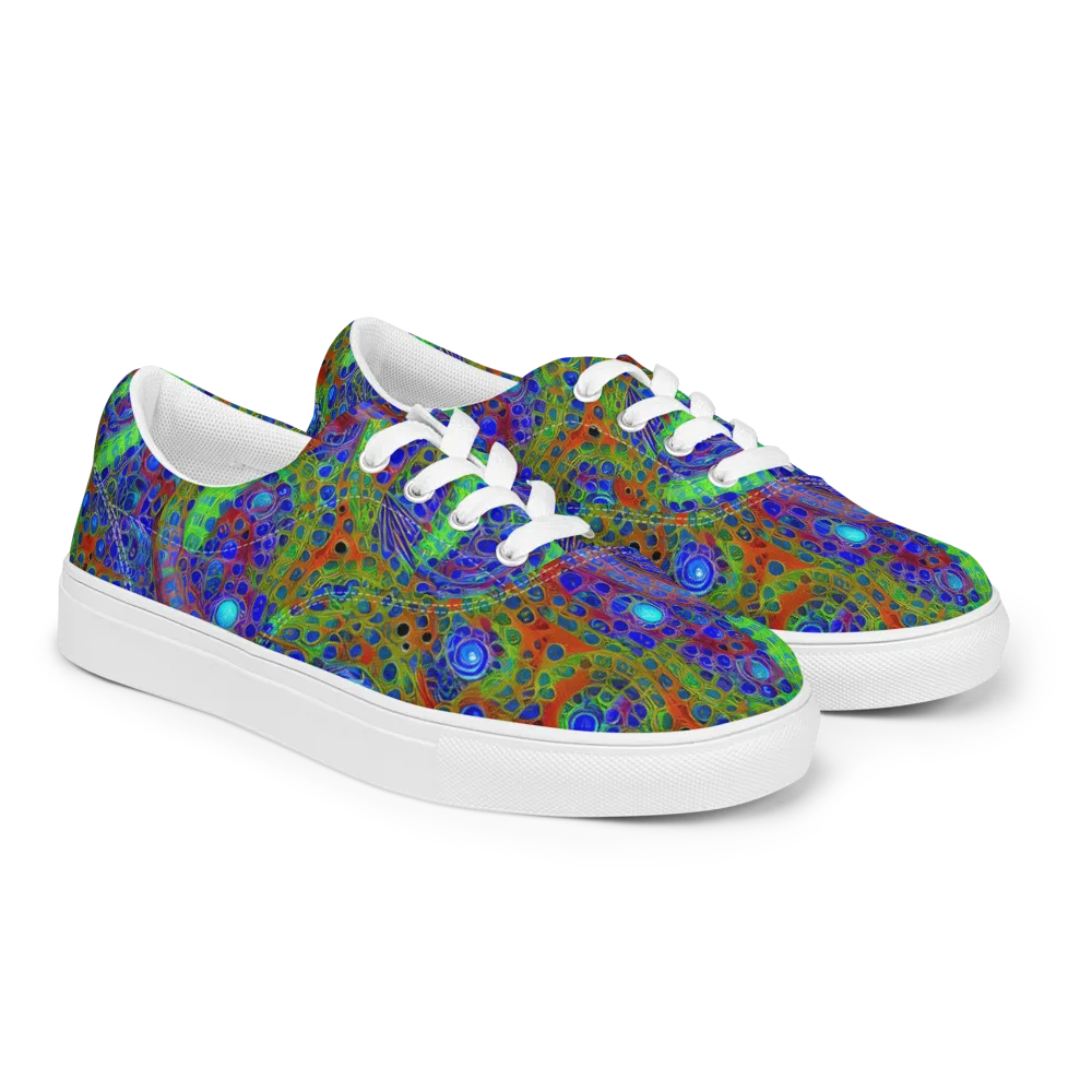 Psychedelic Matrix on Men's Lace-Up Canvas Shoes — Right Front