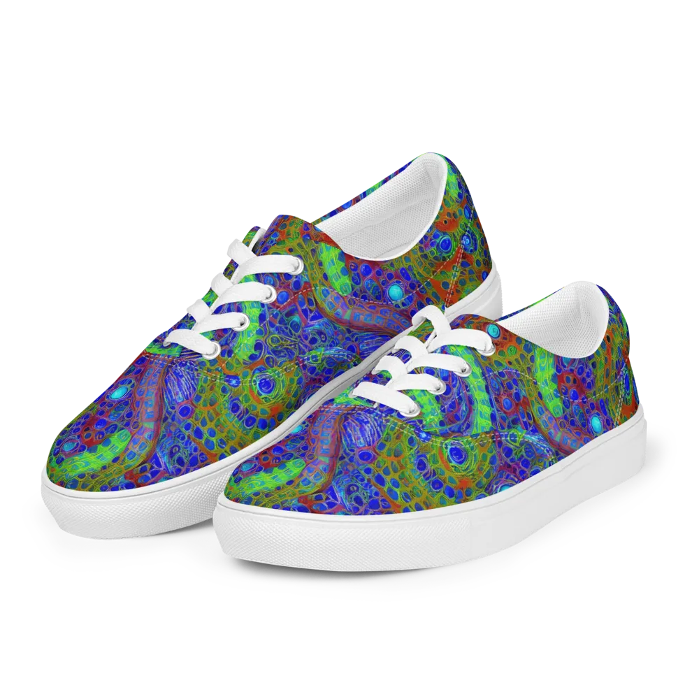 Psychedelic Matrix on Men's Lace-Up Canvas Shoes — Left Front