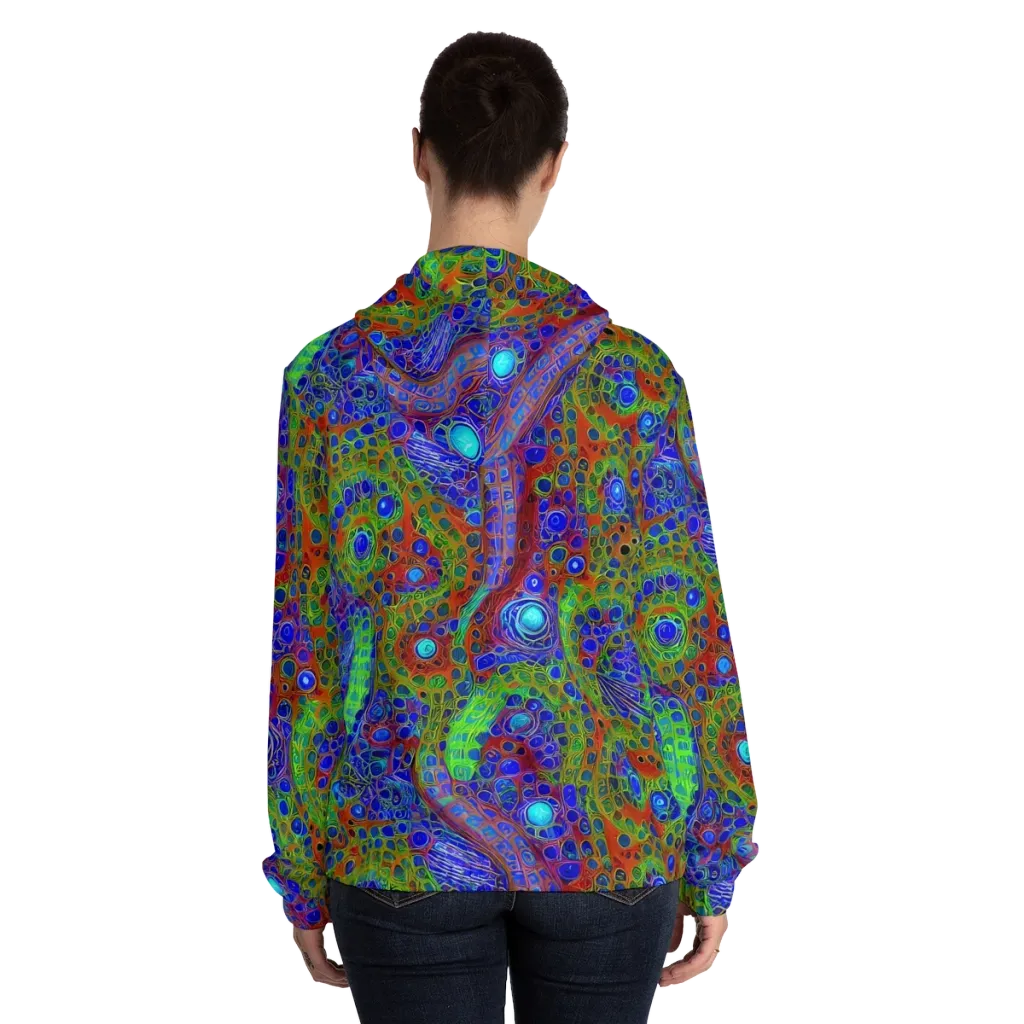 Psychedelic Matrix on Women's Full-Zip Hoodie — Back On Person