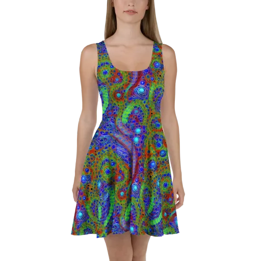 Psychedelic Matrix on a Skater Dress