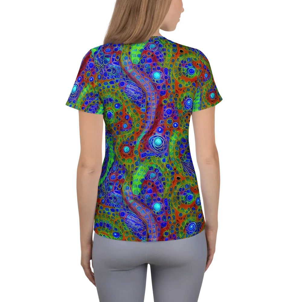 Psychedelic Matrix on Women's Athletic T-Shirt — Back
