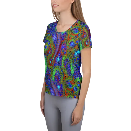 Psychedelic Matrix on a Women's Athletic T-Shirt