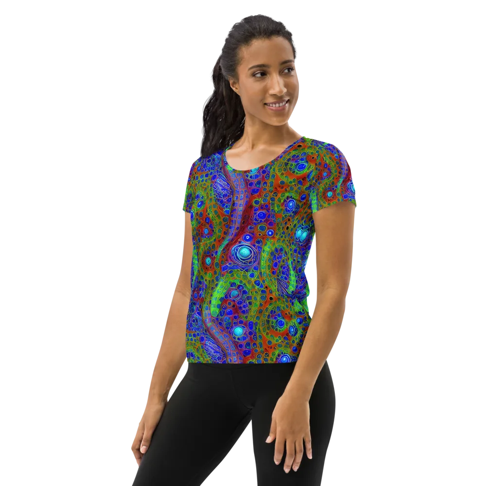 Psychedelic Matrix on Women's Athletic T-Shirt — Left